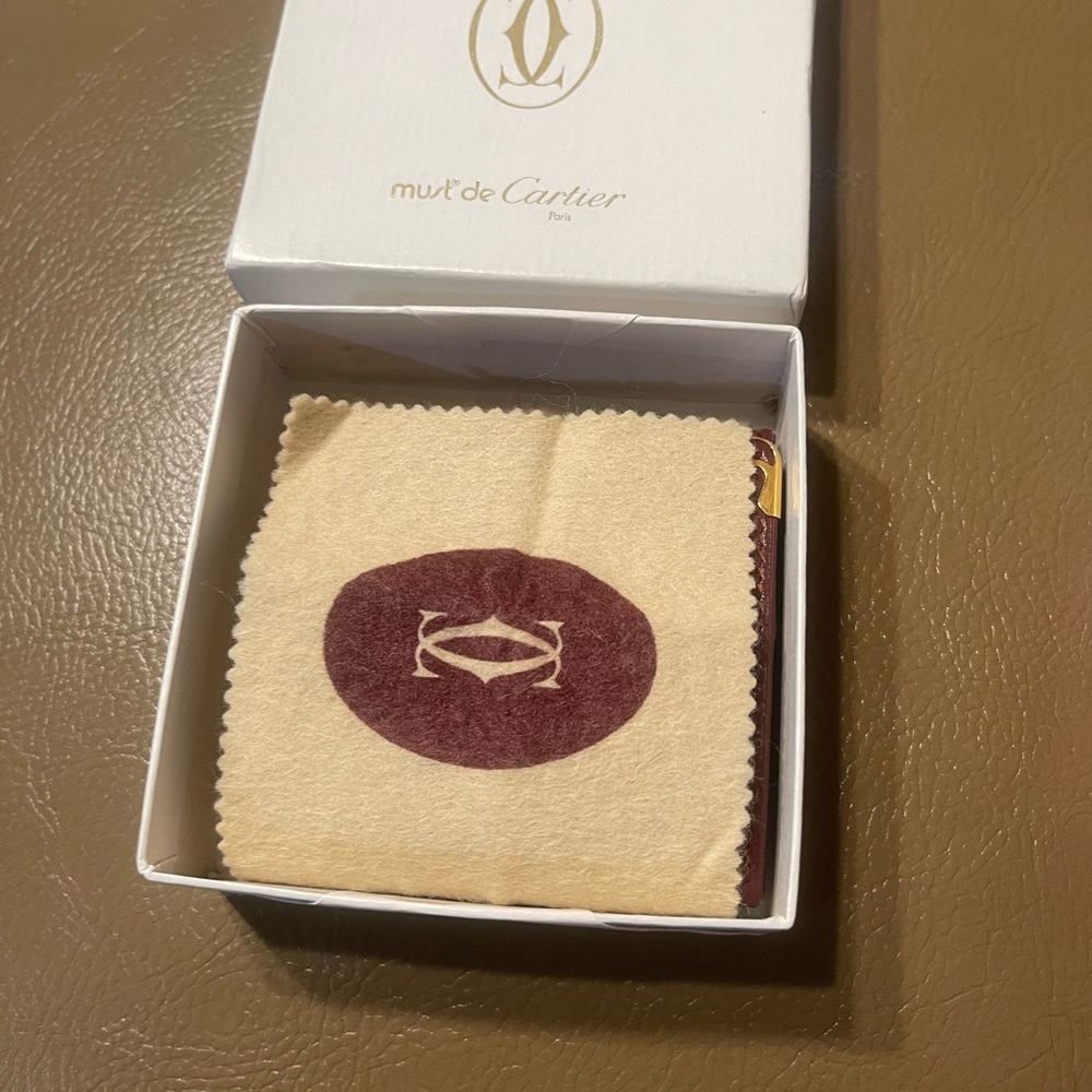Cartier Burgundy Leather Money Clip with Gold Accents - Picture 9 of 9